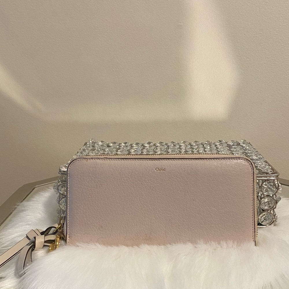 Chloe’ Alphabet Long Wallet in Cream and Gold